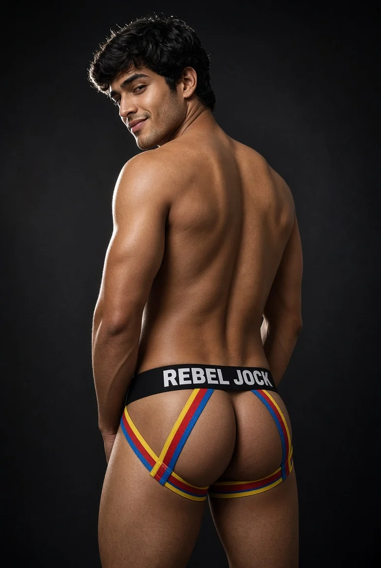 REBELJOCK tricolor open-back jock concept