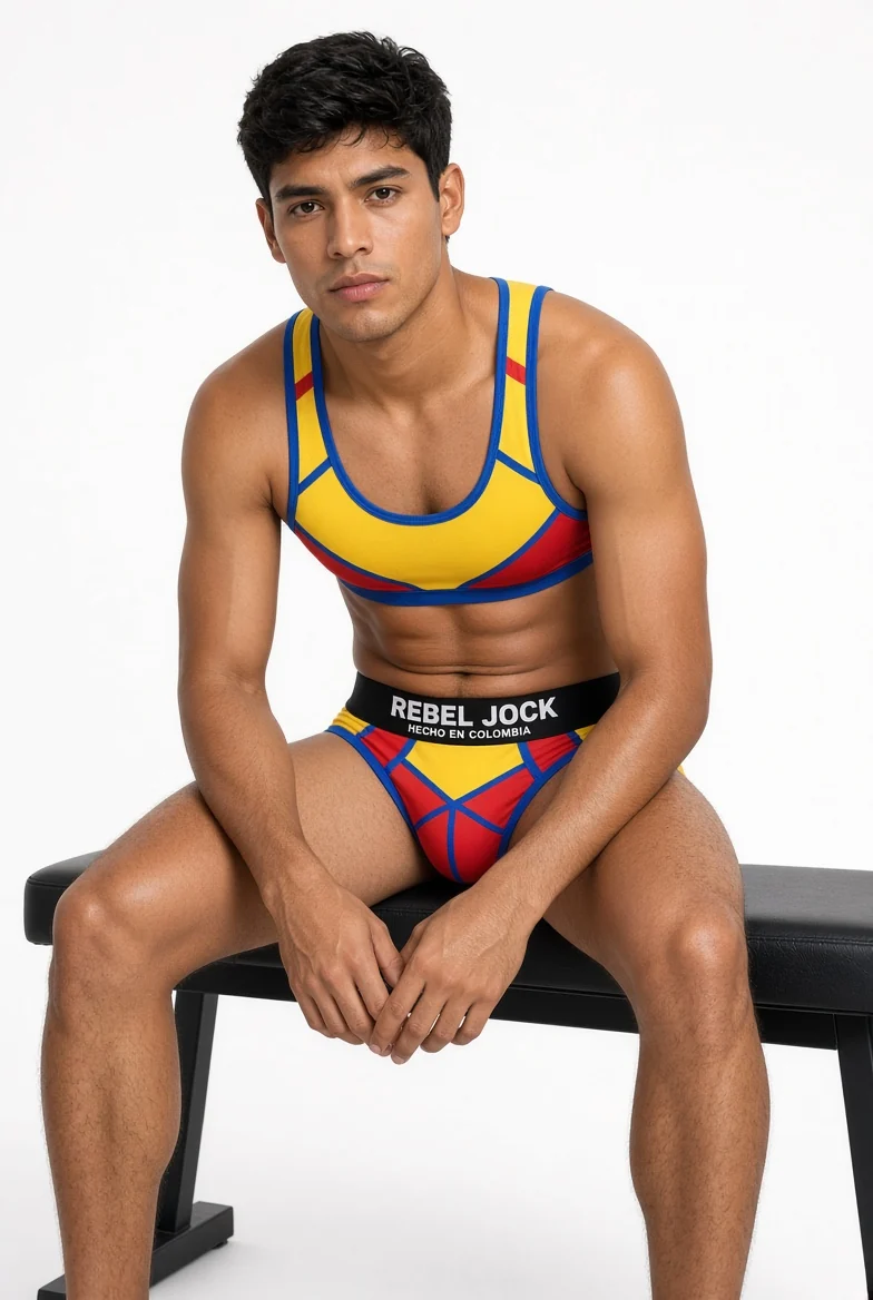 REBELJOCK red yellow and blue sport concept